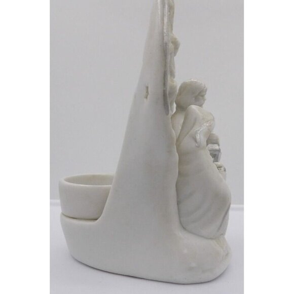 Nativity Candle Holder- Bisque Ceramic, Glittered & Silver Accents - Picture 3 of 5